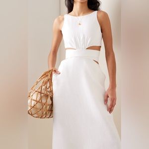 BONDI BORN Comino Cutout Organic Linen Maxi Dress, Color White Size Small / US 4
